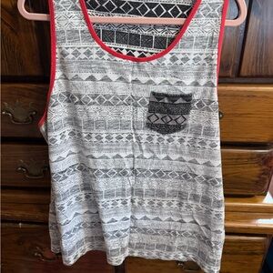 Men’s Tribal Print Tank Top with Red Outlines